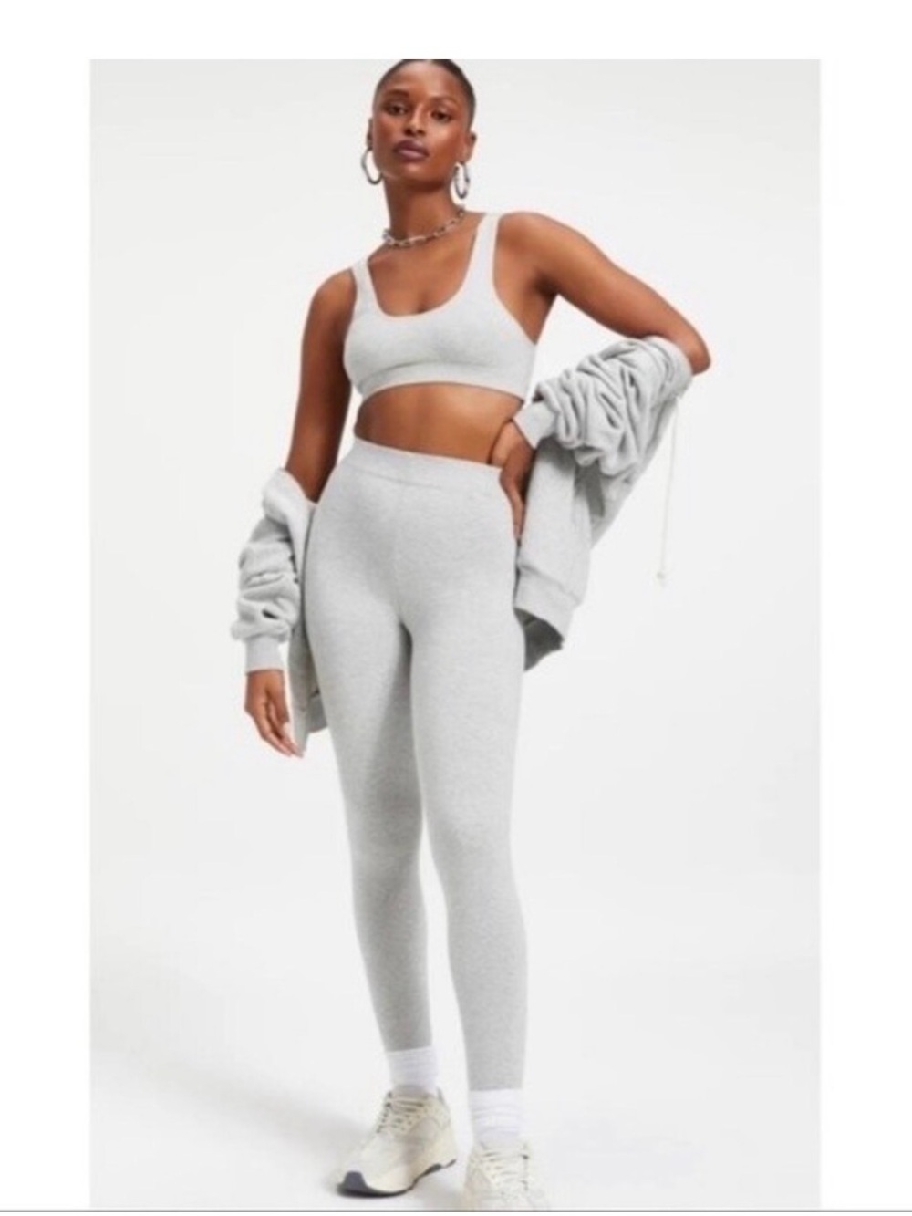 Good American Light Heather Gray High-Waist Leggings